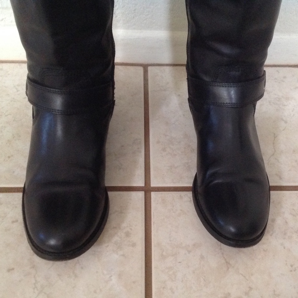 **SALE** Frye Philip Harness Black Tall Inside Zip Boots - Picture 5 of 11